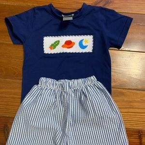 3T smocked space outfit